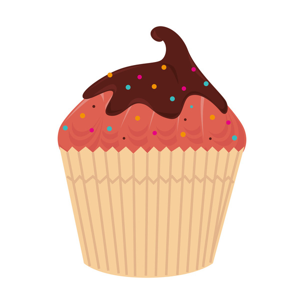 cup cake dessert sweet isolated - Vector, Image