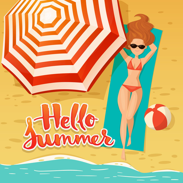 Hello Summer card  - Vettoriali, immagini