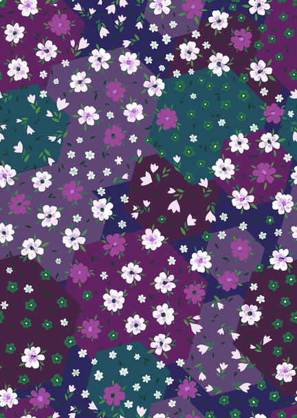 bezproblémové roztomilý jemný Barevný patchwork malé ditsy floral print design - Fotografie, Obrázek