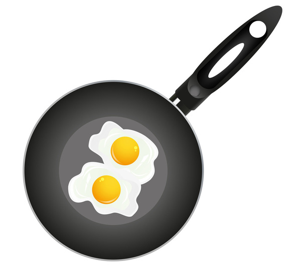Fried eggs on pan - Vetor, Imagem