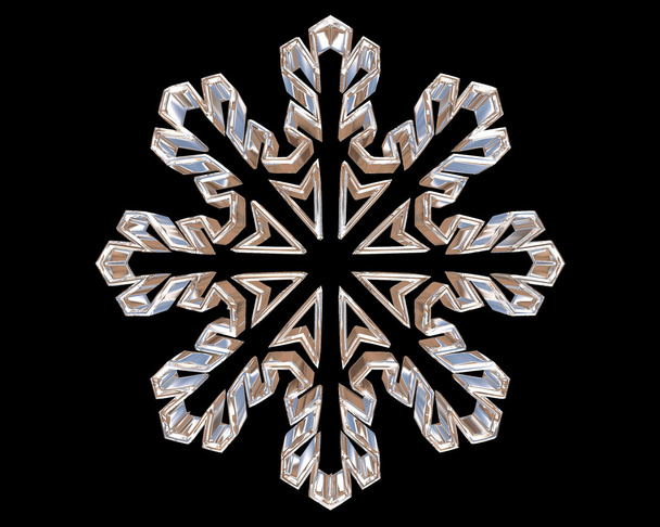 冬のシルバー色の黒の背景に雪の結晶 - 写真・画像