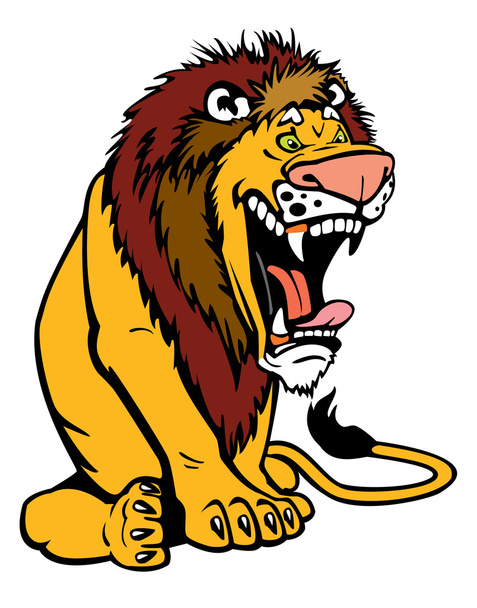 cartoon Leeuw zittend op wit - Vector, afbeelding