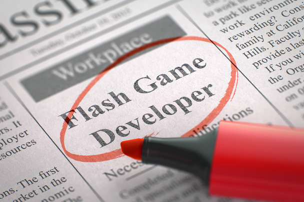 We zijn het inhuren van Flash Game Developer. 3D-illustratie. - Foto, afbeelding
