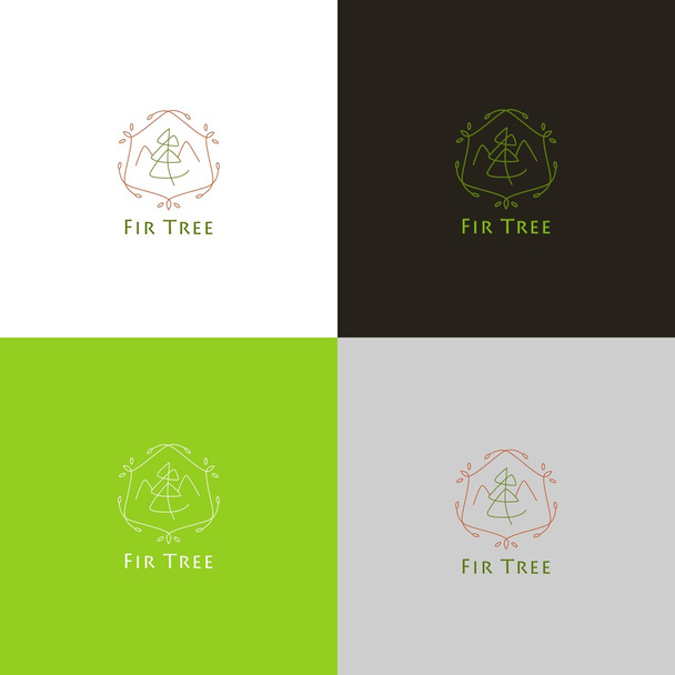 Δάσος λογότυπο ή το εικονίδιο με το έλατο σε λεπτό στυλ - Διάνυσμα, εικόνα