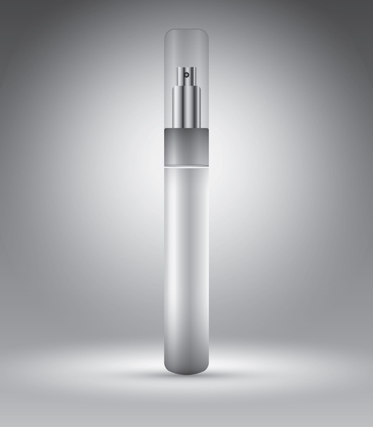 Perfume bottle on grey vector illustration template for advertising - ベクター画像
