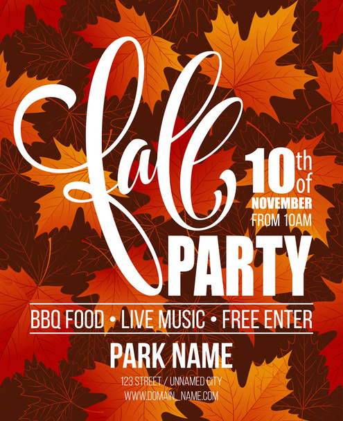 Fall Party. Template for Autumn poster, banner, flyer. Vector illustration. Vector illustration - Vector, Image
