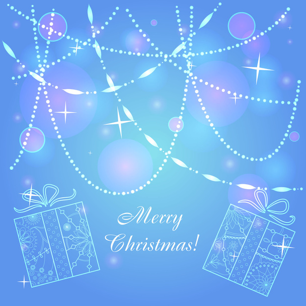 Merry Christmas card on bokeh background - Vector, Image