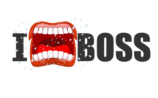 I hate boss. shout symbol of hatred and antipathy. Open mouth. F - Vector, Image