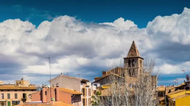 Timelapse: Church of Holy Cross is located in Santa Creu in the corner of Santa Cruz and San Lorenzo street in Palma de Mallorca, on island of Mallorca. It is one of first parishes of Palma, Gothic. - Footage, Video