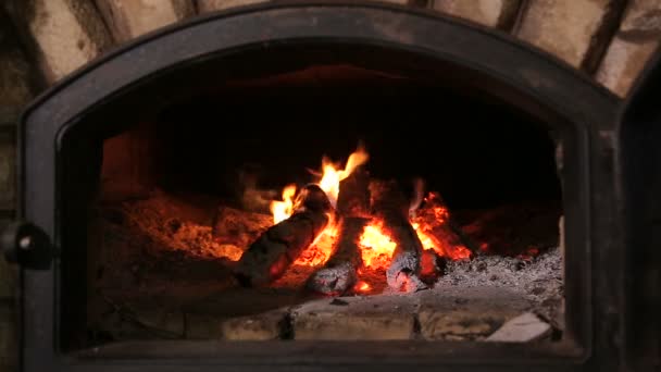 Firewood burning in the fireplace - Footage, Video
