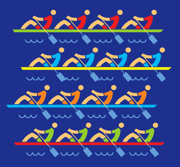 Rowing race icons - Vector, Image