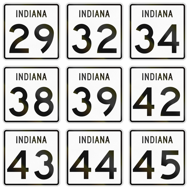 Kolekcja Indiana trasy tarcze używane w Stanach Zjednoczonych - Zdjęcie, obraz
