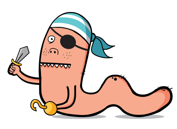 Pirate worm character - Vector, Image