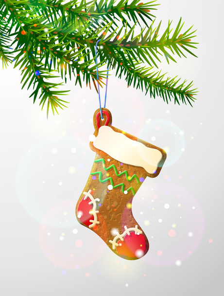 Boże Narodzenie drzewo gałąź z ozdobny cookie - Wektor, obraz