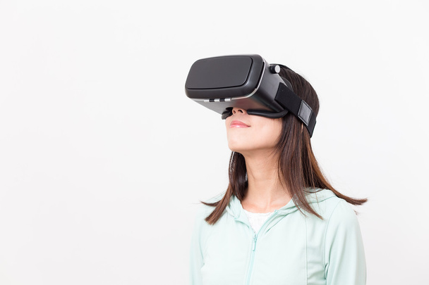 woman looking though virtual reality - Photo, Image
