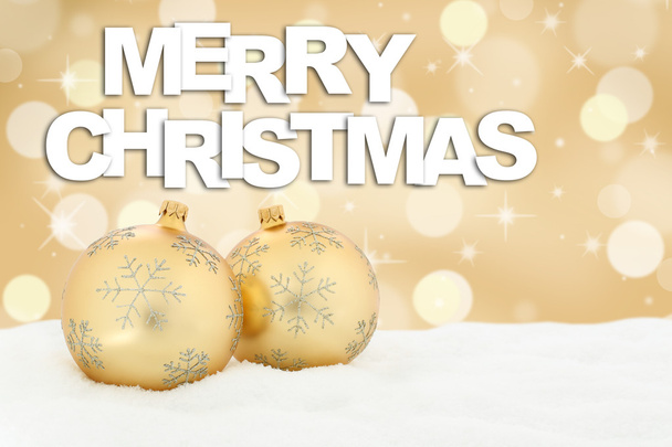 Merry Christmas card golden balls background decoration - 写真・画像