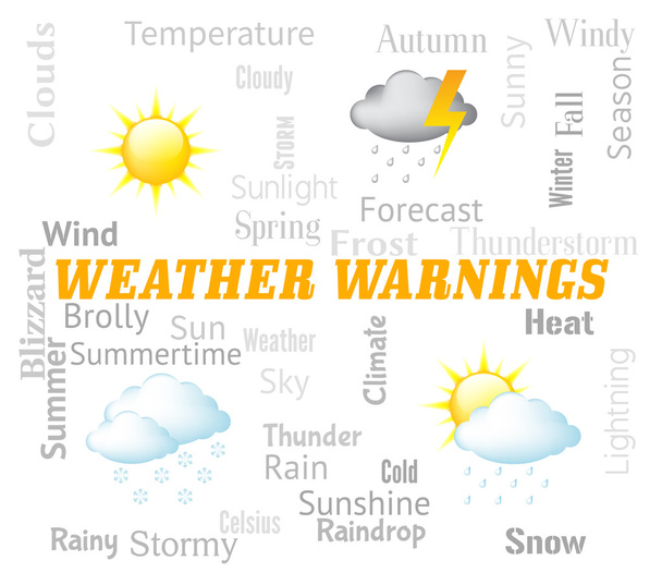 Időjárás figyelmeztetéseket mutat időjárási viszonyokra, és óvatosan - Fotó, kép