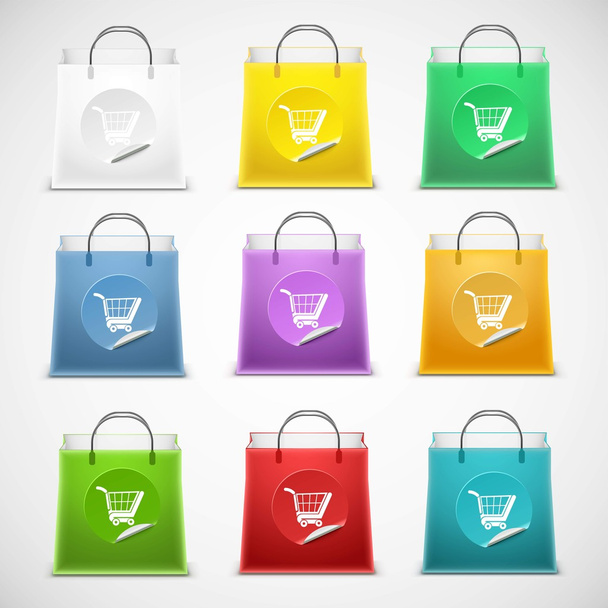 Einkaufstasche Vektor Icon Set isoliert - Vektor, Bild