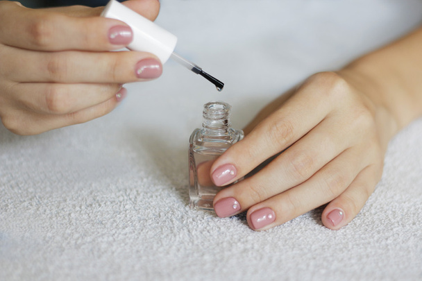 Manicure. Beauty treatment photo of nice manicured woman fingern - Фото, изображение
