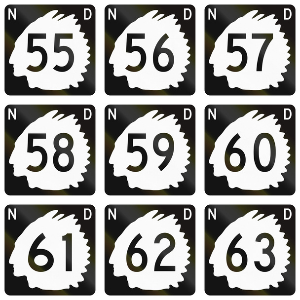 Colección de escudos de ruta de Dakota del Norte utilizados en los Estados Unidos
 - Foto, imagen