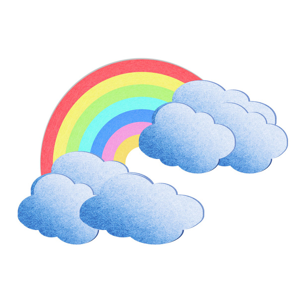 reciclar nuvem de papel e arco-íris no fundo branco
 - Foto, Imagem