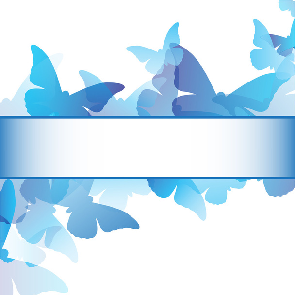 Blue Butterfly Frame Design - Вектор,изображение