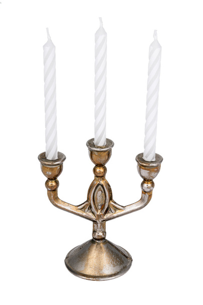 vieux chandelier avec trois bougies
                               - Photo, image