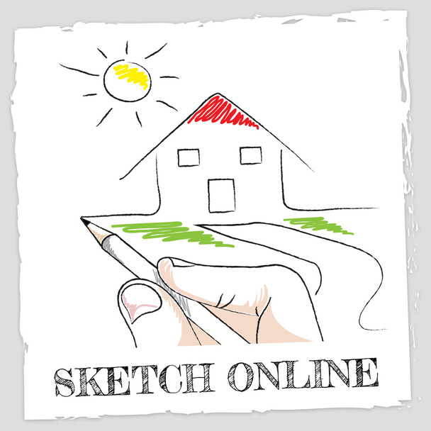 Online kroki çizim ve tasarım yaratıcı temsil eder - Fotoğraf, Görsel
