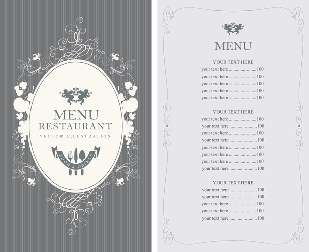 menu with floral ornaments in style baroque - Vektori, kuva