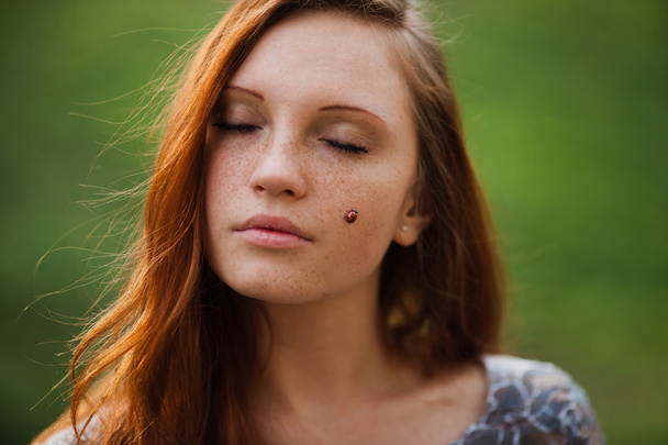red-haired girl with freckles - Photo, Image