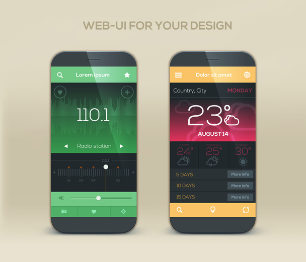 design dell'interfaccia dell'applicazione mobile
 - Vettoriali, immagini