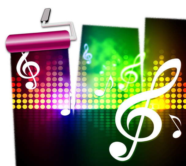 Musik-Symbole repräsentieren singende Soundtracks und Audio - Foto, Bild