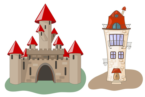 Vector Castelo e Casa
 - Vetor, Imagem