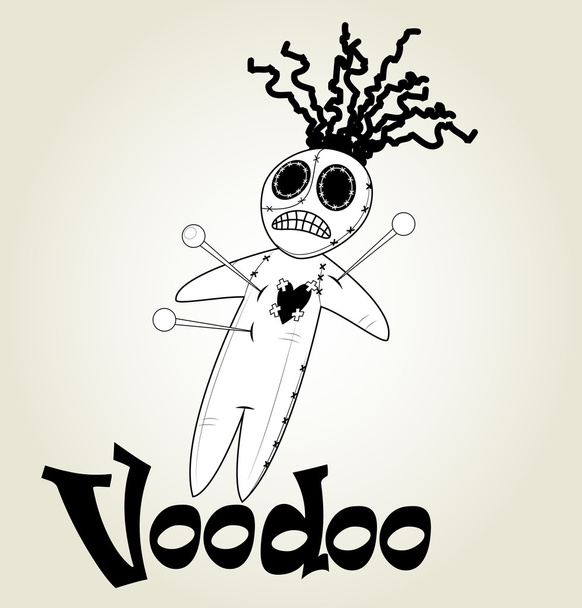 Cute black and white Voodoo doll - Vector, Image