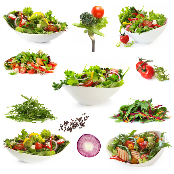 Collection of Isolated Salads - Photo, Image