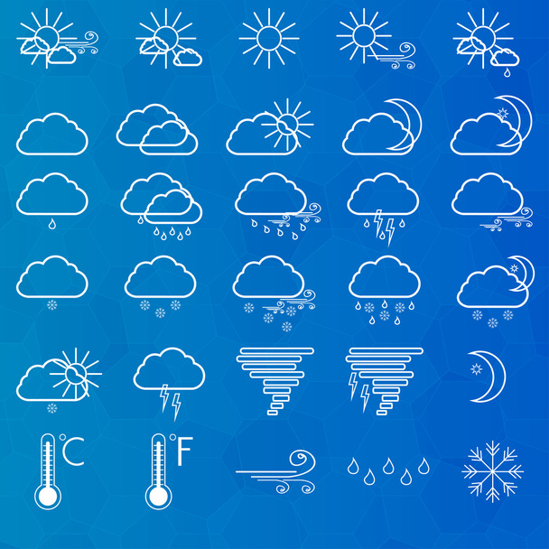 Wetter-Umrisssymbole setzen Vektorillustration. - Vektor, Bild