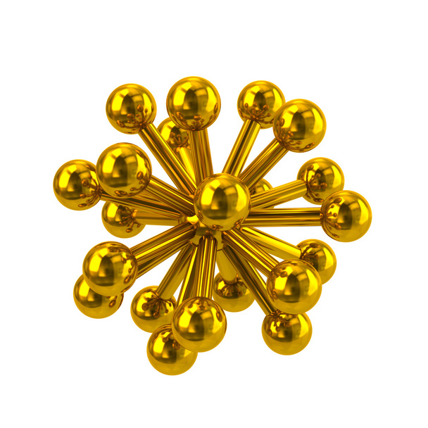golden molecular structure icon - Foto, Imagem
