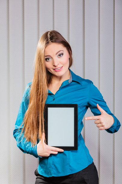 Young office worker hold tablet PC. - Фото, зображення