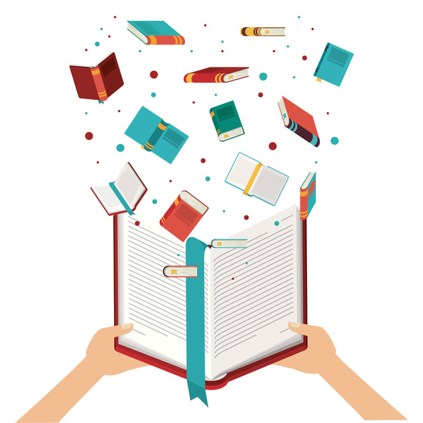 hand with open book design - Vector, Image
