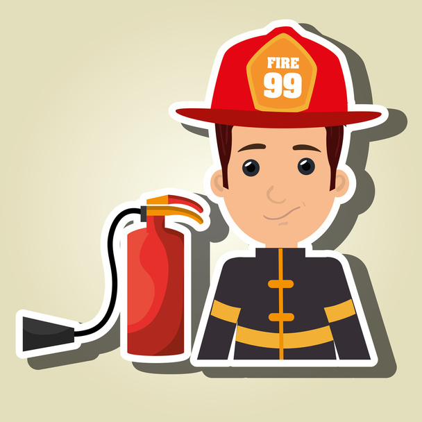 firefighter extinguisher protective - Vector, Image