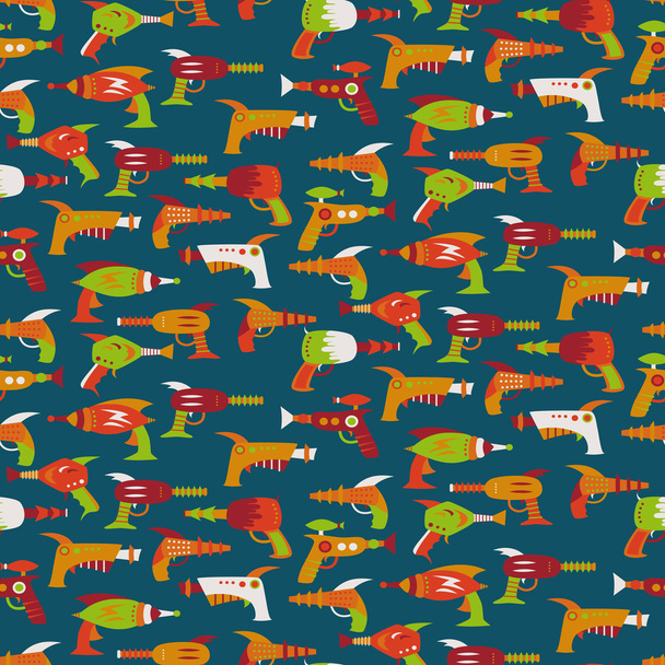 Seamless pattern with vintage space weapons - Διάνυσμα, εικόνα