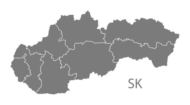 Slovacchia Distretti Mappa grey
 - Vettoriali, immagini