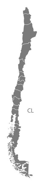 Şili bölgeler harita gri - Vektör, Görsel