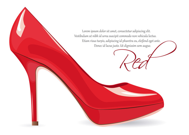 Red high-heeled shoe - Vector, Image
