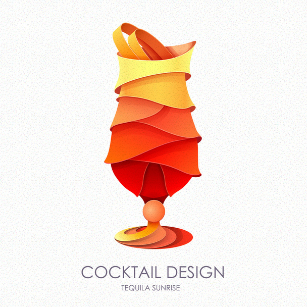 3D cocktail tequila sunrise design. Vector icon - Vetor, Imagem