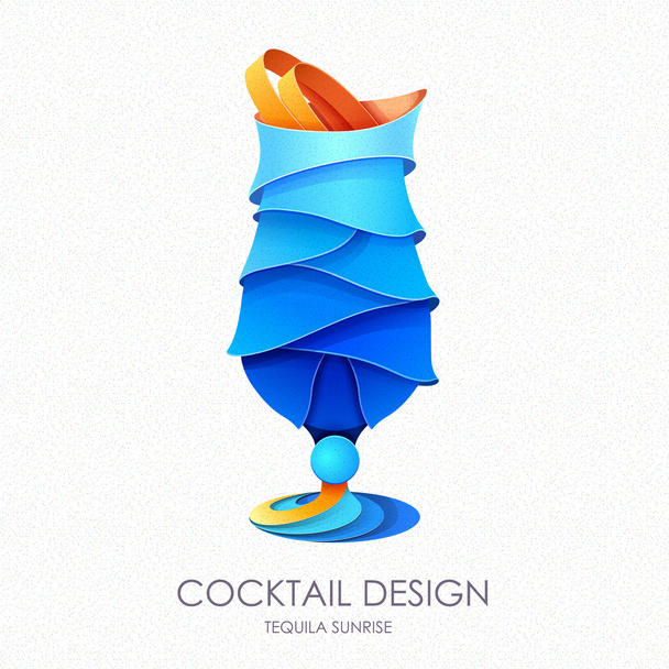 3D cocktail tequila sunrise design. Vector icon - Διάνυσμα, εικόνα