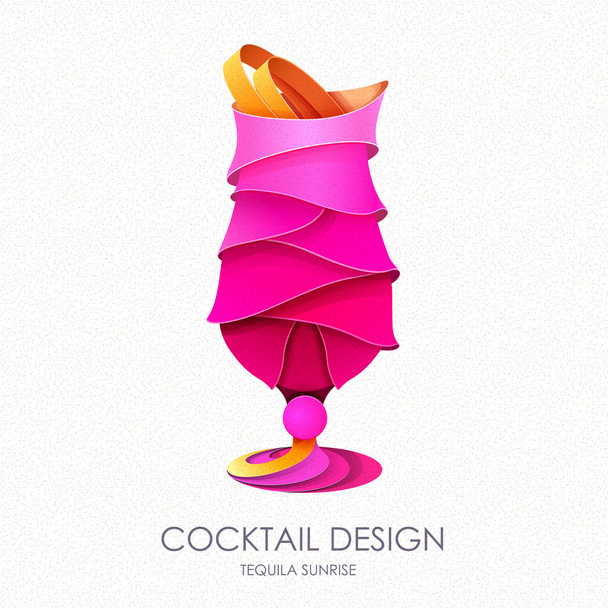 3D cocktail tequila sunrise design. Vector icon - Vektor, Bild