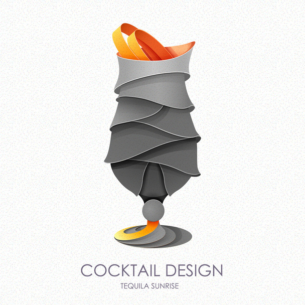 3D cocktail tequila sunrise design. Vector icon - Vecteur, image
