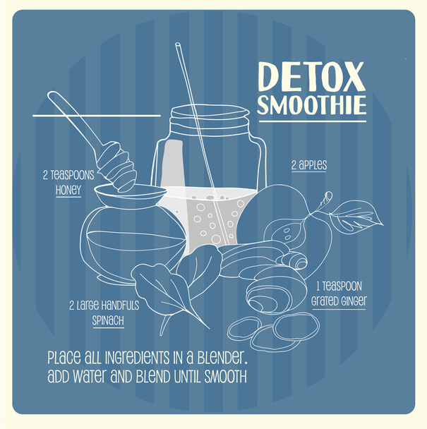 Detox smoothie recipe - Vector, Imagen
