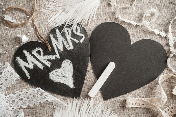 Kara tahta etiketi şeklinde kalp - Fotoğraf, Görsel